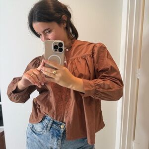 Rust Brown Long Sleeve Blouse